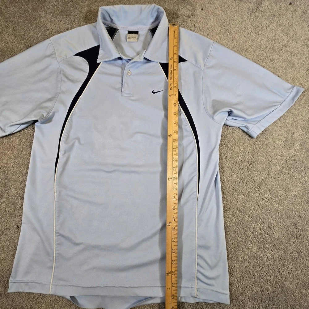 Nike Golf Tour‎ Performance Mens 2XL Black Light Blue Stripe Short Sleeve Polo